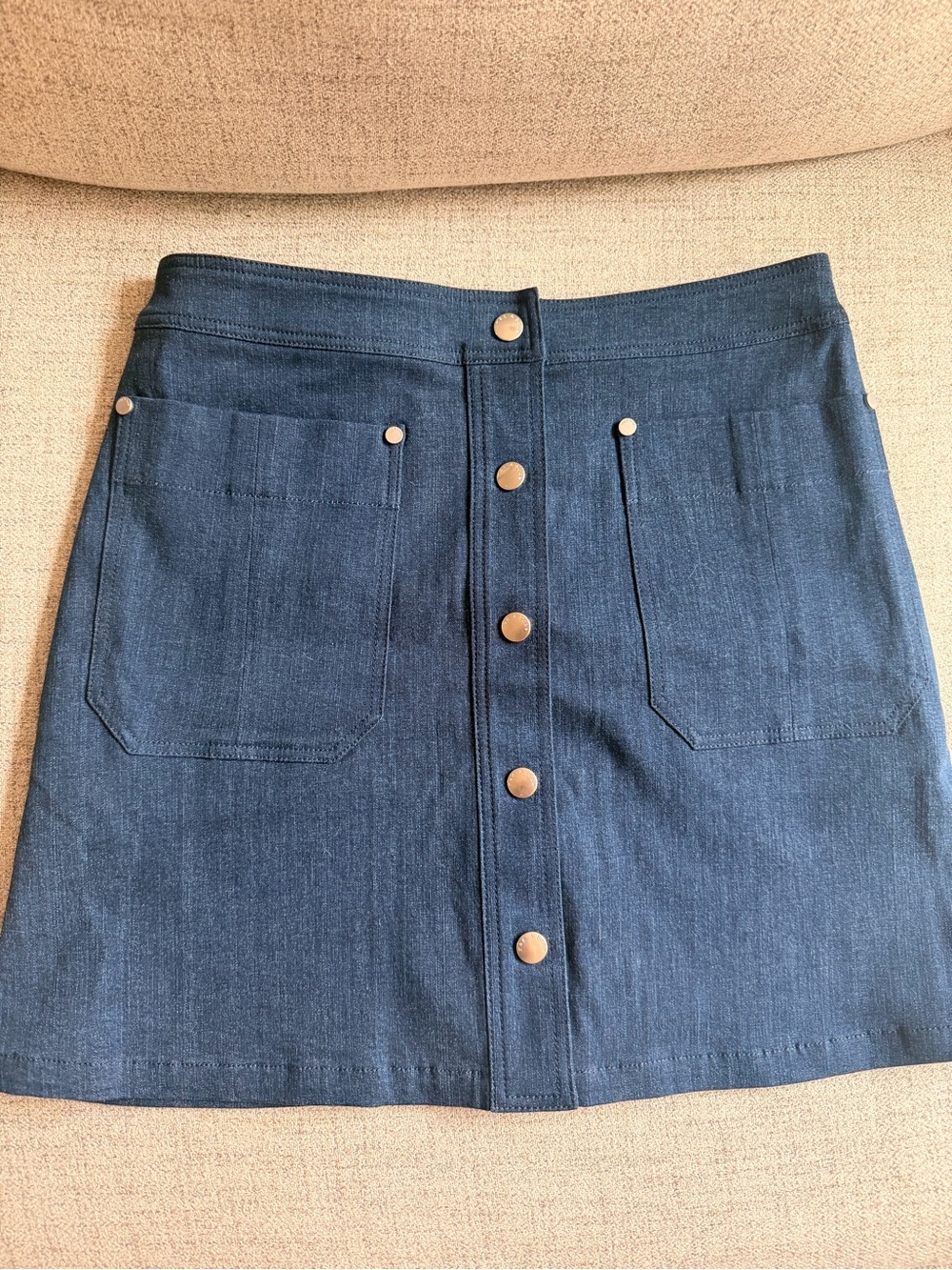 rag & bone Dark Blue Button-Front Denim Mini Skirt